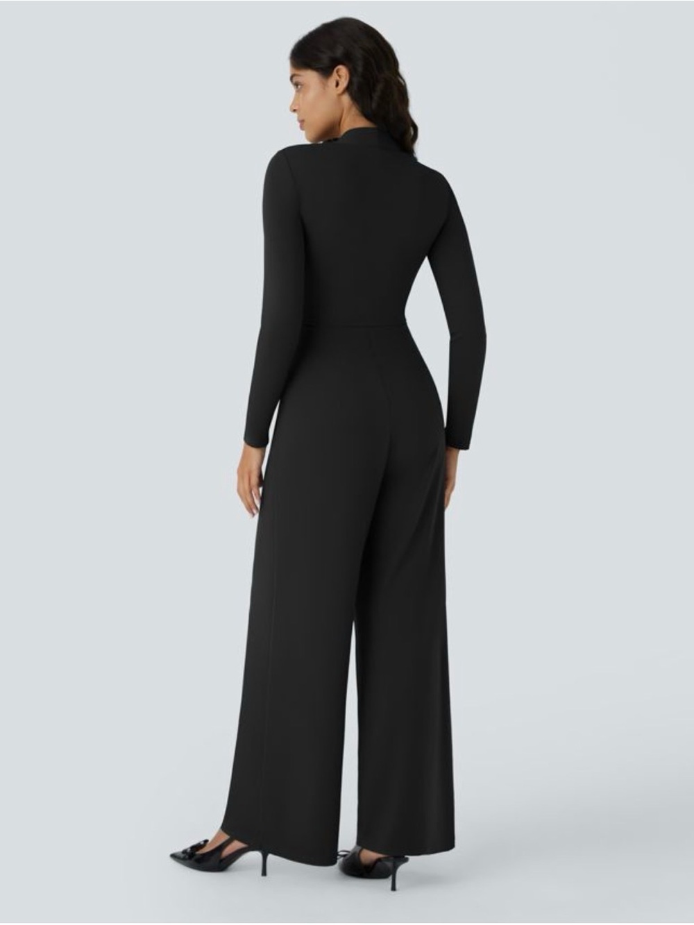 HALARA Black Square-Neck Long-Sleeve Jumpsuit - Picture 2 of 4
